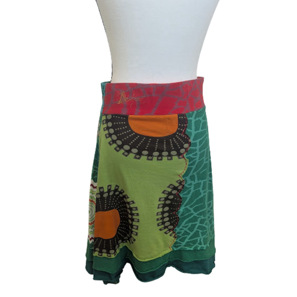 Desigual Boho Art Print Skirt XS Colorful Cotton A-Line Statement Cottagecore - Picture 4 of 14